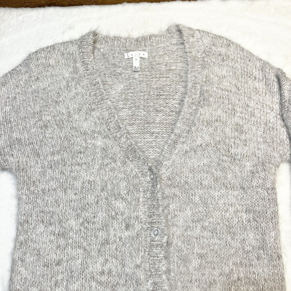 Leith Alpaca Blend Cardigan Eyelash Knit Sz Small - Picture 4 of 10